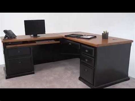 By furniturer (28) 54 in. Black and Oak L-Shaped Desk | Kathy Ireland Southampton ...