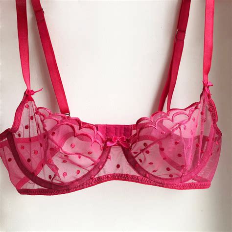 Hot Pink Bra Sheer Bra Sexy Bra See Through Lingerie See Through Bra