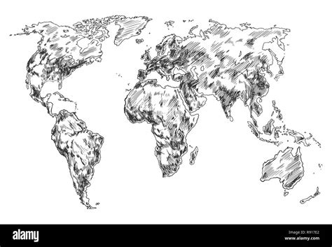 Sketch Of The World World Map Sketch Vector Art Icons And Graphics