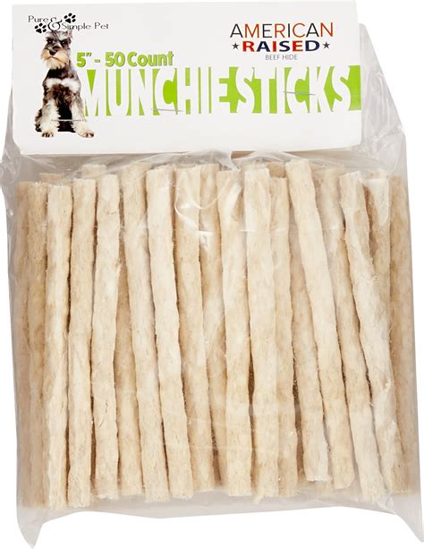 Pure And Simple Pet Rawhide Munchie Sticks Dog Treat 5 In 50 Count