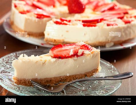 Cheesecake With Strawberries Stock Photo Alamy