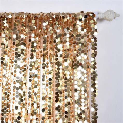 2 Pack 52x96 Gold Big Payette Sequin Window Treatment Home Decor