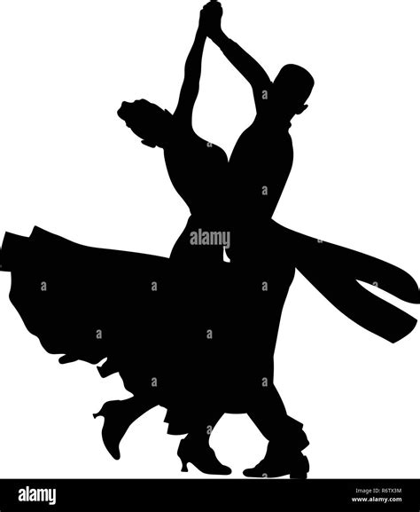 Dance Sport Ballroom Dancing Couple Dancers Black Silhouette Stock