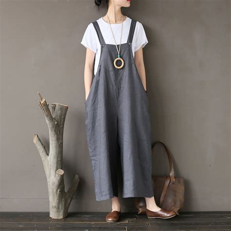 Casual Loose Fitting Comfortable Linen Overall Women Clothing Etsy