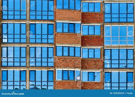 Modern Blue Glass Windows Wall Of Office Building Stock Image Image