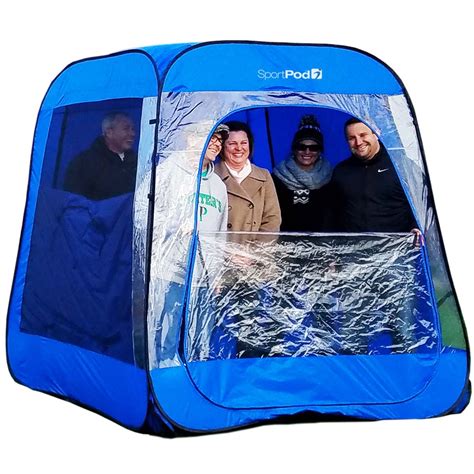 This innovative personal chair tent has clear material in the front for viewing and solid panels on the sides that have half moon windows that allow for ventilation and increased visibility. TeamPod™ UnderCover™ All Weather SportPod™ Pop Up Chair Tent