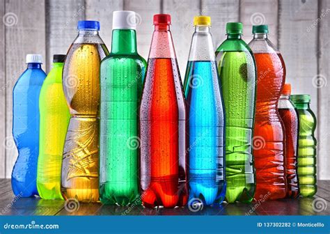 Plastic Bottles Of Assorted Carbonated Soft Drinks Stock Photo Image