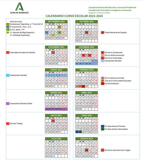 Calendario Escolar Sevilla Para El Curso 2023 2024