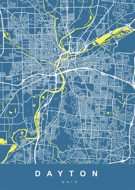 Dayton Art Map Ohio Poster By Urbanmaps Displate