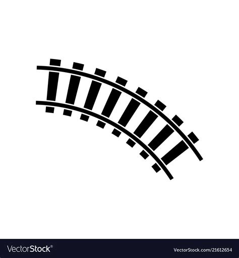 Railway Sign Curved Track Filled Black Royalty Free Vector