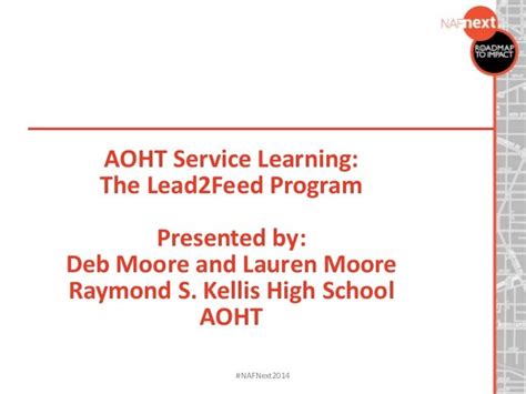 Aoht Service Learning The Lead2feed Program
