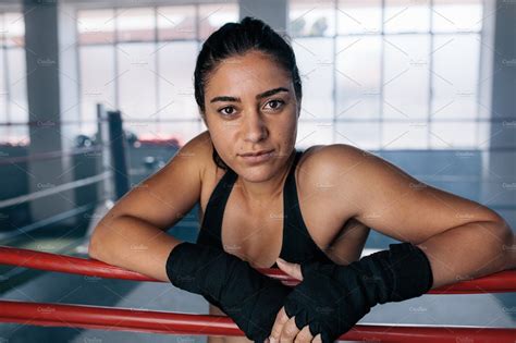Female Boxer Inside A Boxing Ring Featuring Athlete Body And Boxer