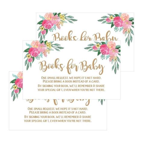 That's why we are here to help you find out what to write in a baby shower book. 25 Flower Books For Baby Request Insert Card For Girl Gold Floral Baby Shower Invitations or ...