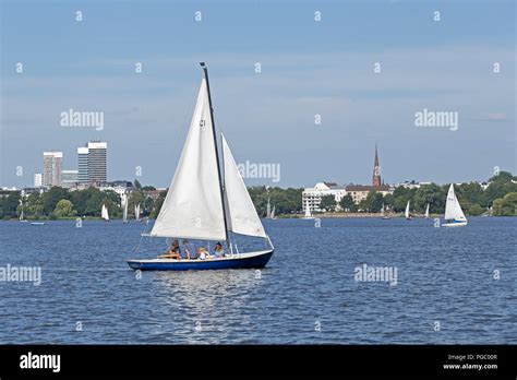 Sailing Boat Lake Außenalster Outer Alster Hamburg Germany Stock