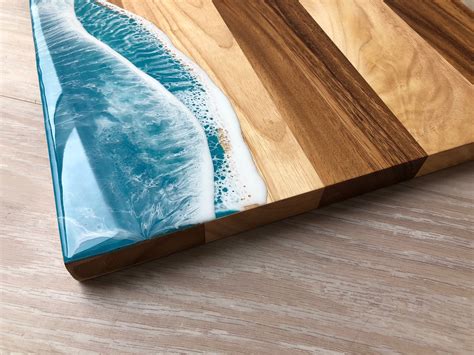 Resin Wood Serving Board Cheese Board Resin Serving Board Ocean