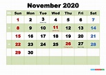 Free Printable Calendar Of November 2020 | Calendar Printables Free ...