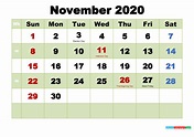 Free Printable Calendar Of November 2020 | Calendar Printables Free ...