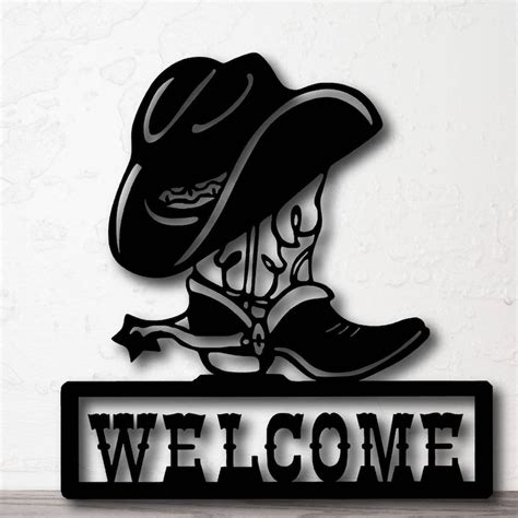 Designer Welcome Western Cowboy Sign Welcome Cowboy Hat And Etsy