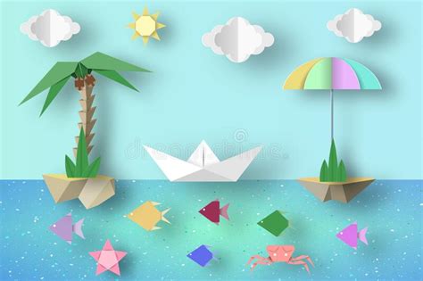Summer Origami Fun Art Applique Stock Vector Illustration Of Origami
