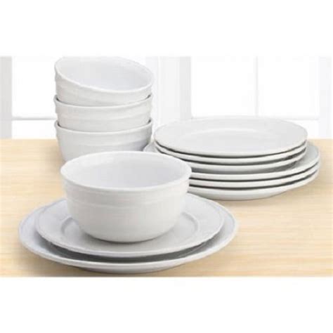Soups, salads and snacks look better in modern bowls. 12 Piece Round Dinnerware Set White Dishes Plates Bowls ...