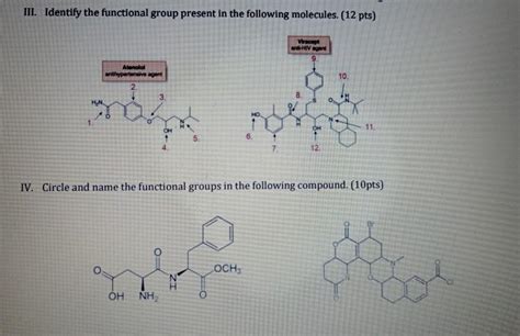 Solved Iii Identify The Functional Group Present In The