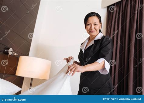 Nice Positive Hotel Maid Enjoying Her Job Stock Image Image Of Alone