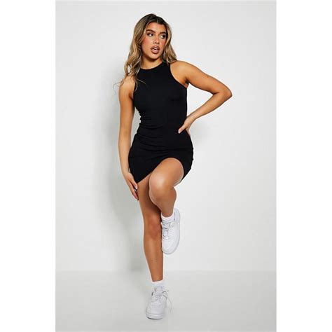 I Saw It First Ribbed Racer Bodycon Mini Dress Black Isawitfirst