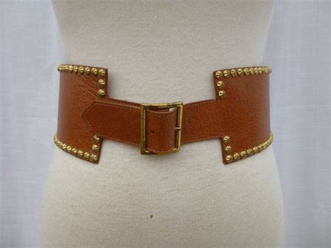 Vintage 60s Vogue Belts Studded Leather Wide Sash Dress Waist Etsy