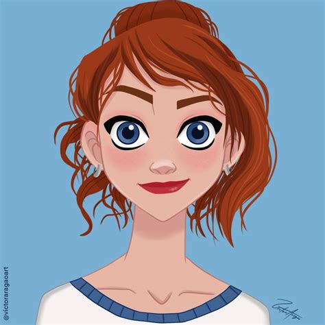 Redhead Portrait Cartoon Art Redhead Cartoon Animation Art