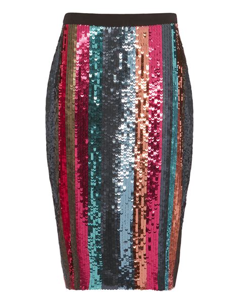 Samia Sequin Striped Pencil Skirt