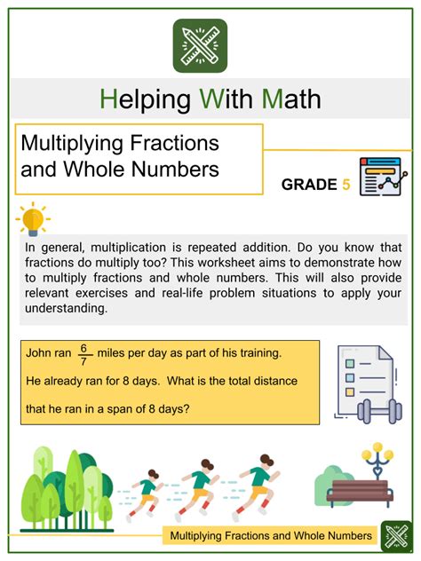 Grade 5 Math Worksheets Multiplying Fractions By Whole Numbers K5
