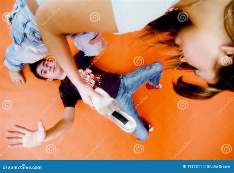 Girl Beating Guy Stock Image Image Of Girl Surrendering 1957211