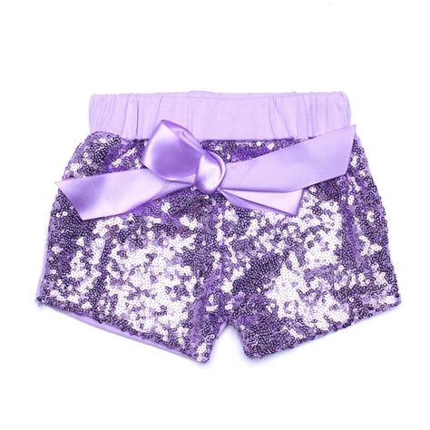 Baby Girls Summer Bows Sequin Shorts Purple Sequin Short Glittery