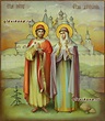 Икона Петра и Февронии написанная маслом