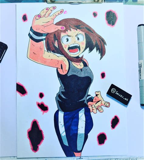 A Drawing Of Uraraka Colored With Alcohol Markers 😃 Hope You Like It