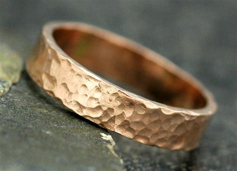 Hammered Rose Gold Wedding Band For Grooms.full 