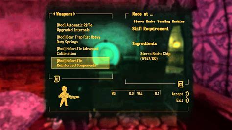 I found it unnecessarily difficult. Fallout New Vegas Dead Money HoloRifle Reinforced Components Mod Vending Machine Code Location ...