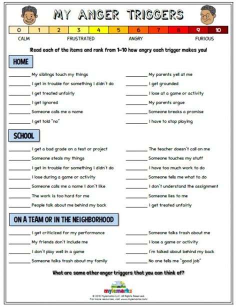 How To Identify Triggers Worksheets
