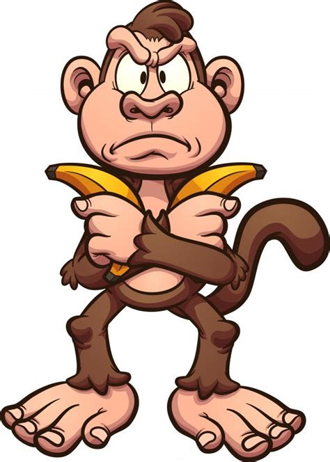 Monkey Holding Bananas Cartoon Monkey Confused Cartoon Angry Cartoon