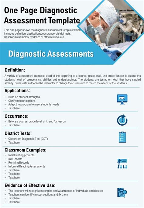 One Page Diagnostic Assessment Form Presentation Report Infographic Ppt