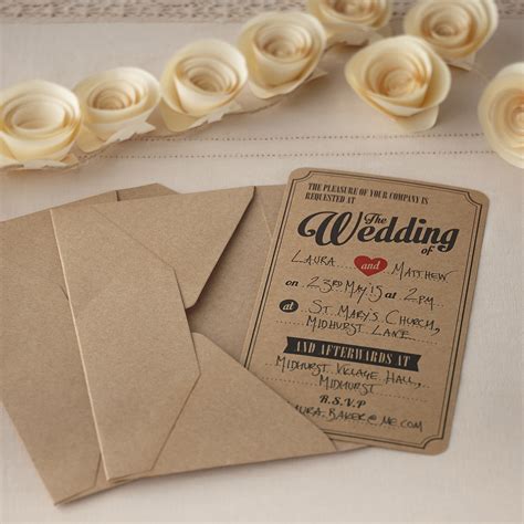 Wedding Invitations In Brown Kraft Vintage Affair Ginger Ray