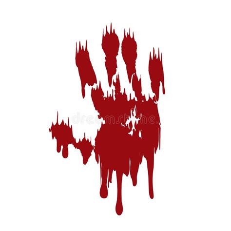 Bloody Hand Print Isolated White Background Horror Scary Blood Dirty
