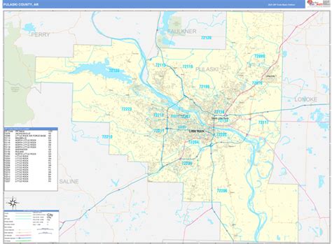 Pulaski County Ar Zip Code Wall Map Basic Style By Marketmaps