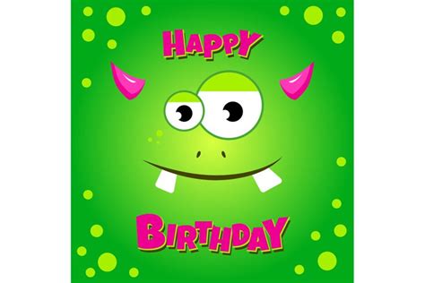 Monster Party Card Design Happy Birthday Card 779298 Illustrations