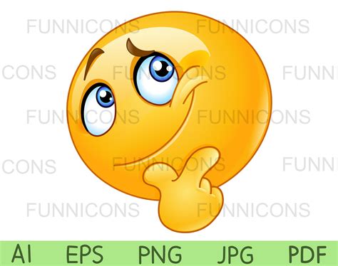 Thinking Face Emoji Clipart Vector Illustration Ai Eps Png Etsy Australia