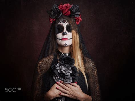Wallpaper Women Skull Blonde Dia De Los Muertos 2048x1536