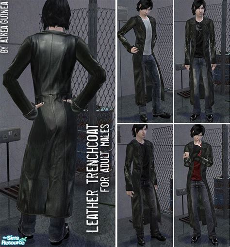 The Sims Resource Leather Trenchcoat Set For Adult Males