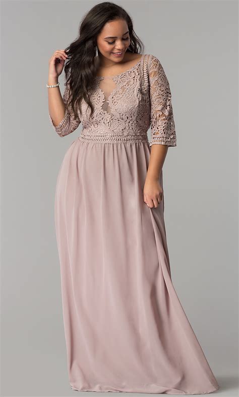 Plus size chiffon wedding dresses. Chiffon Plus-Size Prom Dress with Sleeves - PromGirl