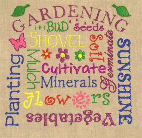 Gardening Jumble Digitized Embroidery Design Etsy