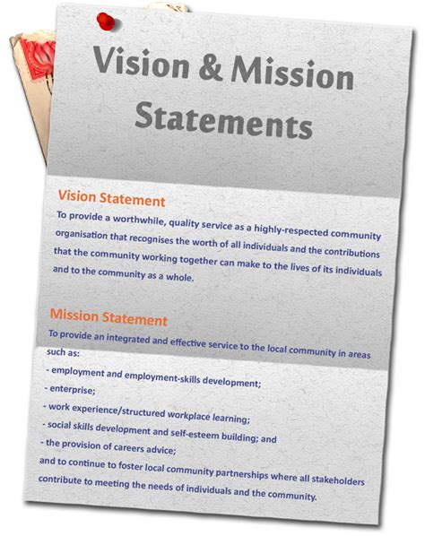 It drives the company and sets the culture, while a vision statement outlines what a company wants to be in the future. Vision & Mission Statement - Worklinks